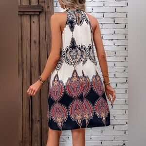 Bohemian Sleeveless Dress with Paisley Print Boho Patterned XS